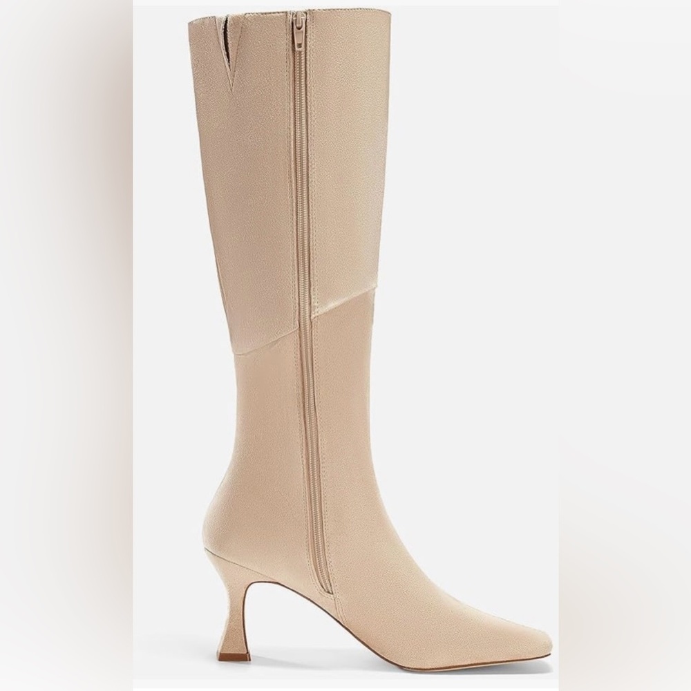 NWOT Elegant Cream Knee-High Boots - Picture 4 of 10